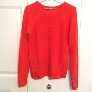 Athleta Orange Zipper Knit Sweater